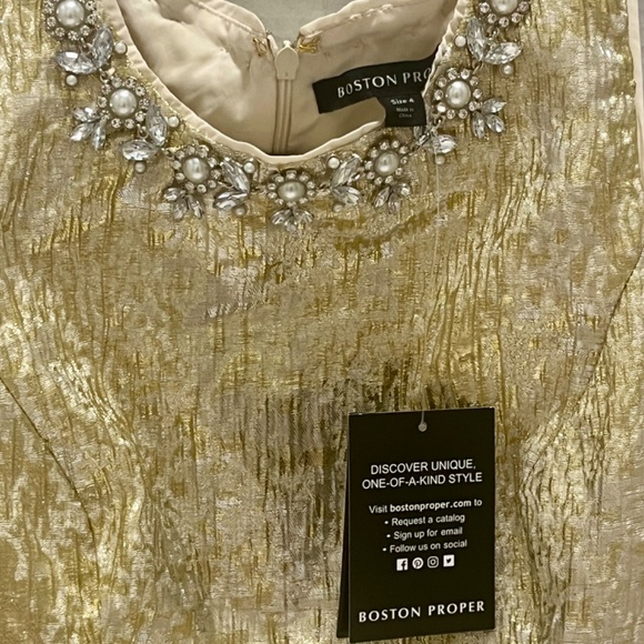 BostonProper Gold Metallic Mini Dress - Picture 2 of 5